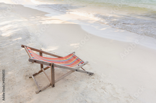 Empty beach chair on the beach