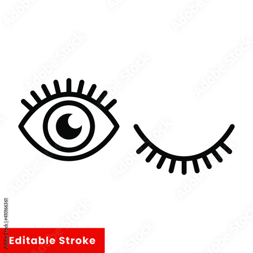 Eye icon. Simple line style for web and app. Human eye anatomy. Open and winking eyes on white background Business concepts eyesight pictogram vector illustration. Editable stroke EPS 10