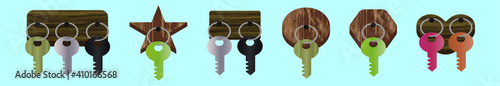 set of key holder cartoon icon design template with various models. vector illustration isolated on blue background