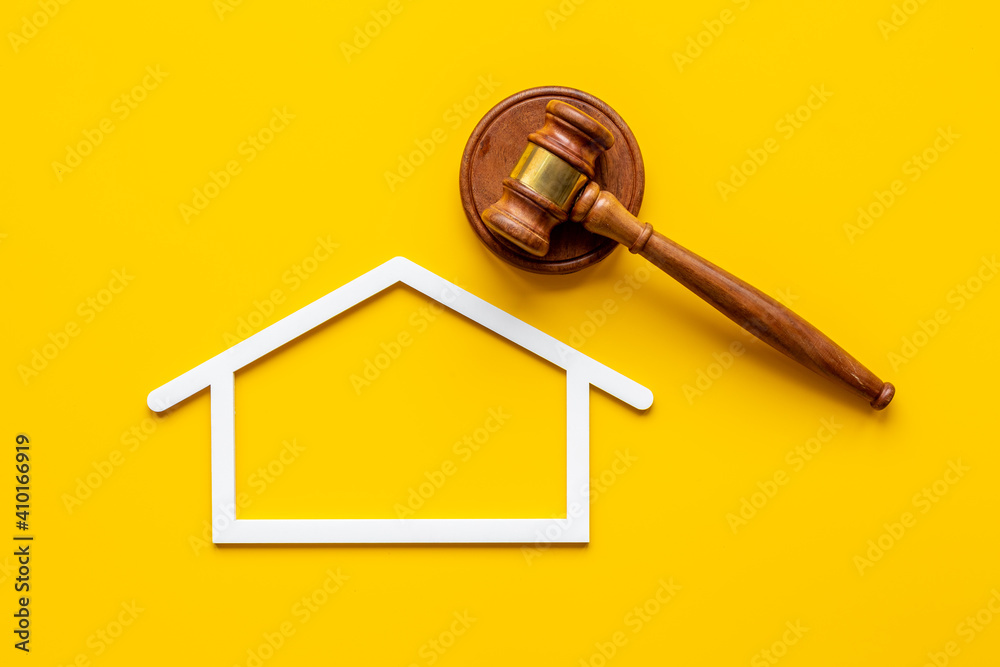 House shape with judges gavel. Insurance mortgage law concept House shape with judges gavel. Insurance mortgage law concept