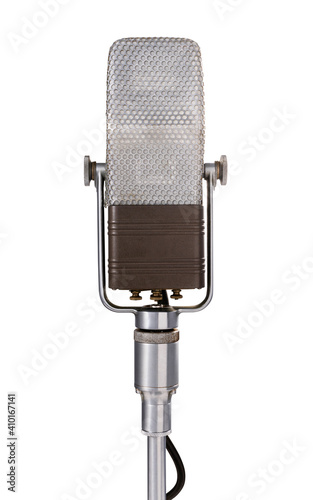 Front view of a vintage microphone