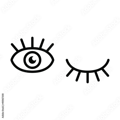 Eye icon. Simple line style for web and app. Human eye anatomy. Open and winking eyes on white background Business concepts eyesight pictogram vector illustration. EPS 10