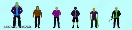 set of hooligans cartoon icon design template with various models. vector illustration isolated on blue background