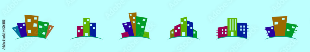 set of hotel logo cartoon icon design template with various models. vector illustration isolated on blue background set of hotel logo cartoon icon design template with various models. vector illustration isolated on blue background