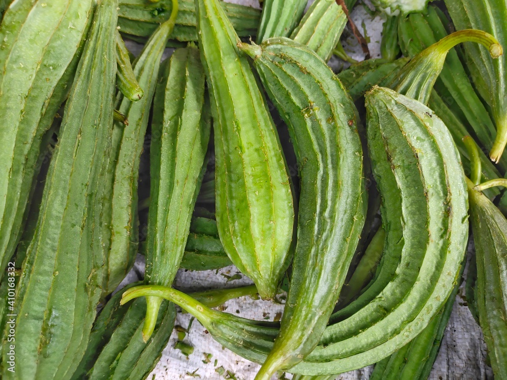 Gambas or oyong vegetable(Luffa acutangula green). Gambas or oyong vegetable(Luffa acutangula green).