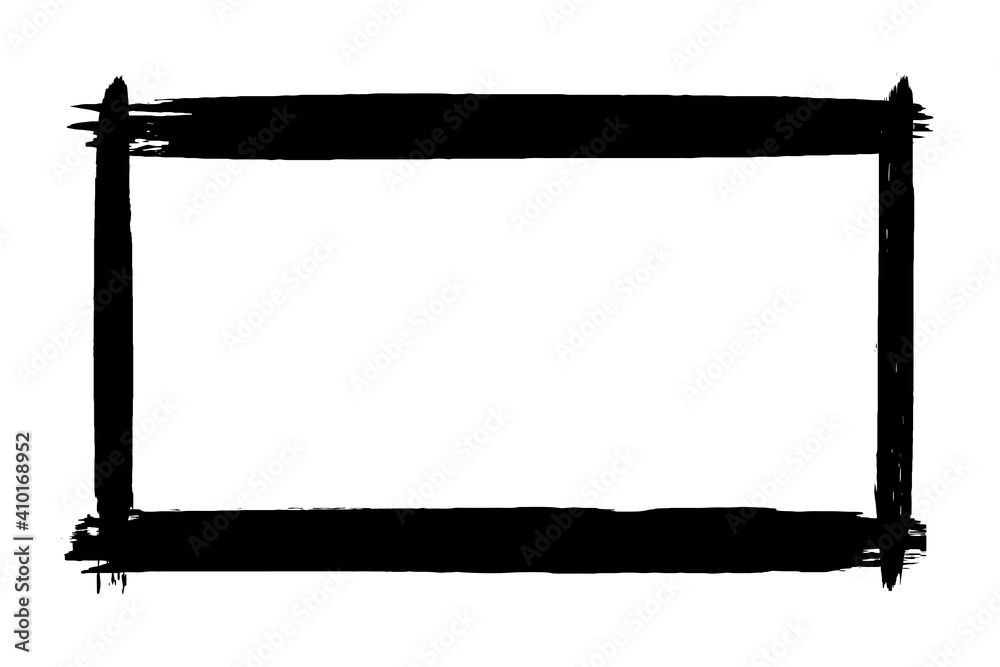 Black grunge frame on white background. Abstract brush strokes Black grunge frame on white background. Abstract brush strokes