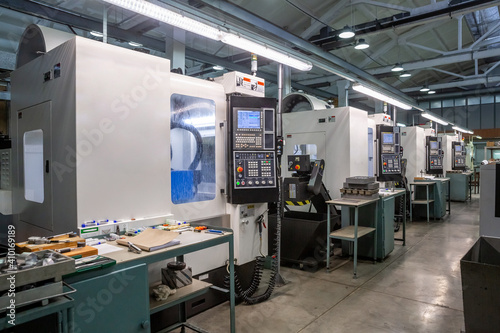 modern cnc lathes in the metalworking industry. photo