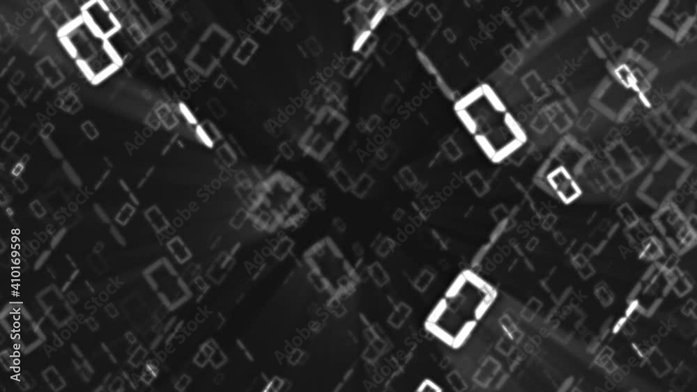 Abstract binary background, number streams, matrix effect.
