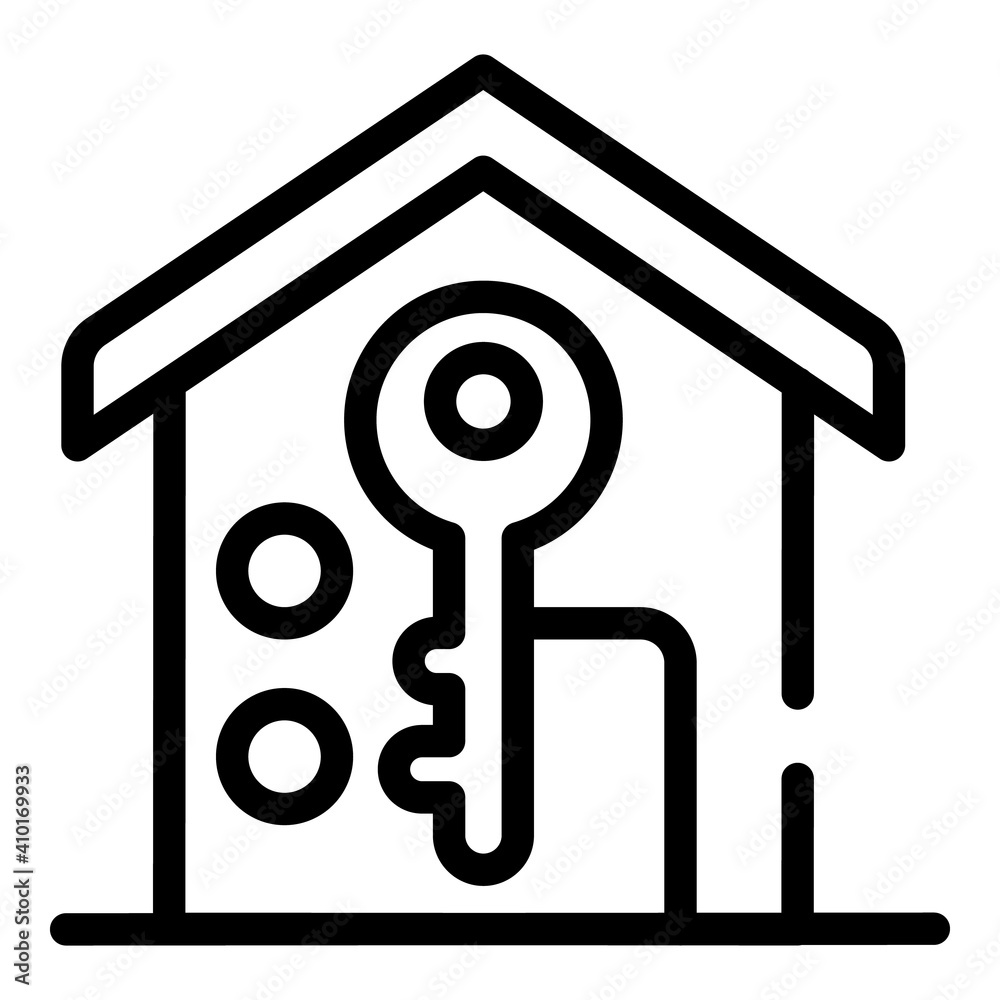 House secured lock icon. Outline house secured lock vector icon for web design isolated on white background House secured lock icon. Outline house secured lock vector icon for web design isolated on white background