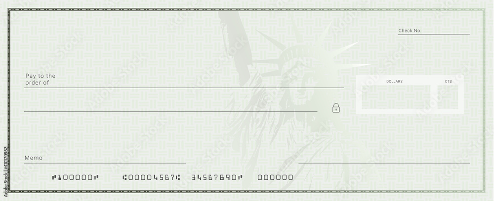 Blank stimulus bank check template. Fake checkbook mockup. Blank stimulus bank check template. Fake checkbook mockup.