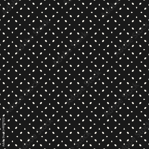 Vector minimalist seamless pattern. Black and white minimal geometric ornament, abstract floral background texture. Simple luxury ornate wallpapers with small flower silhouettes. Dark repeat design