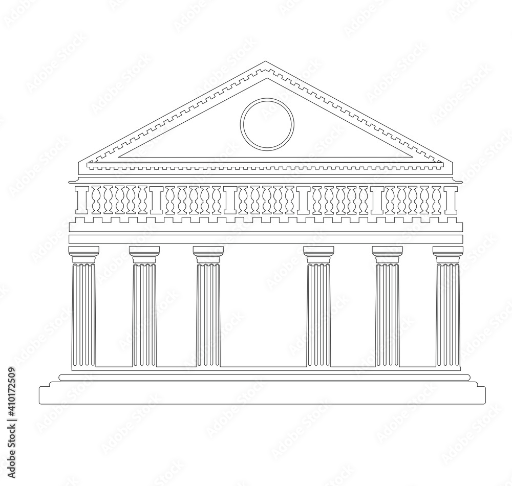 Fototapeta premium ANCIENT CLASSIC STYLE BUILDING DRAWING WITH ROMAN AND GOTHIC COLUMNS
