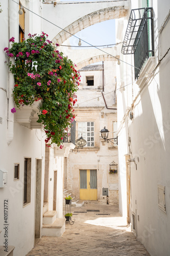 Strolling through the old town of Locorotondo in Puglia Italy