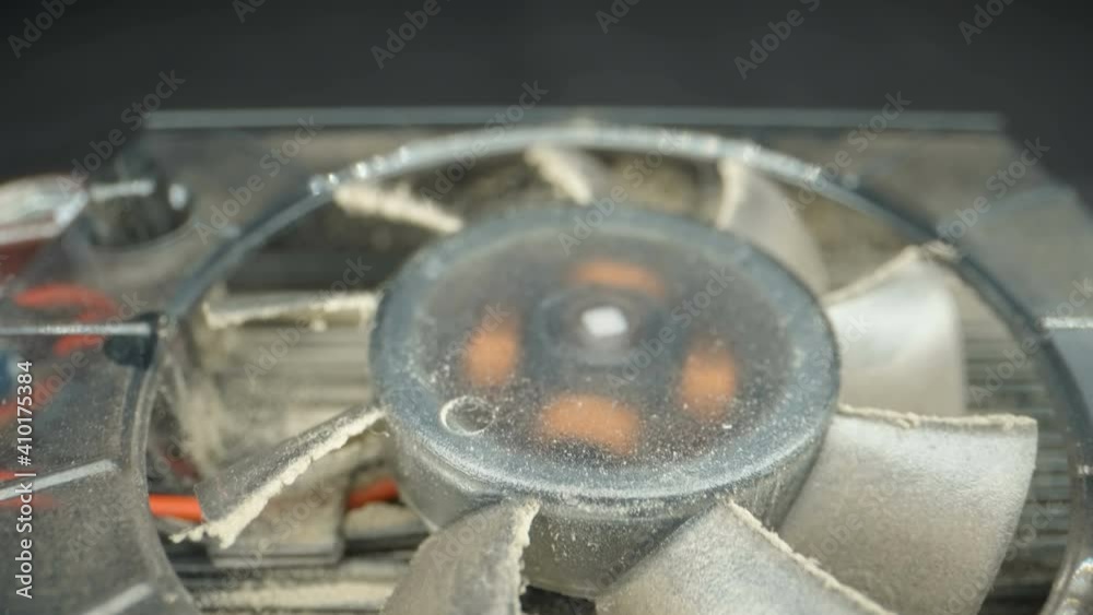 Closer look of the fan on the CPU of the computer Closer look of the fan on the CPU of the computer