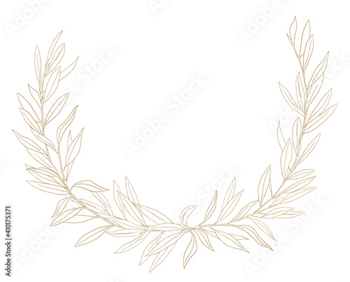 Wallpaper Mural Watercolor Olive branch gold frame illustration Torontodigital.ca