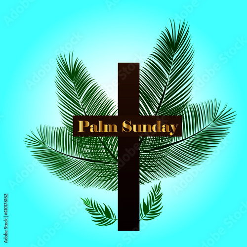 vector illustration of palm Sunday background with text and palm branches