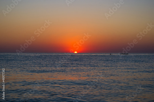 Amazing sea sunset  the sun  waves  clouds