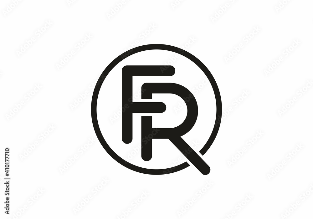 Black FR in circle initial letter logo Black FR in circle initial letter logo