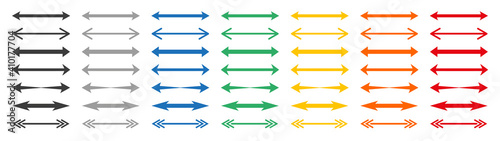 Set of colour double arrows. Double arrow icon, two side symbol, double arrow logo concept.