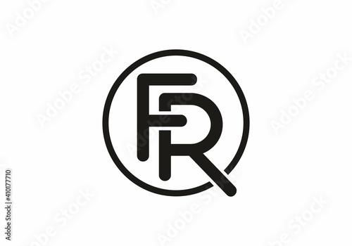 Black FR in circle initial letter logo