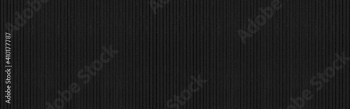 Panorama of New black galvanized fence with pattern texture and background seamless