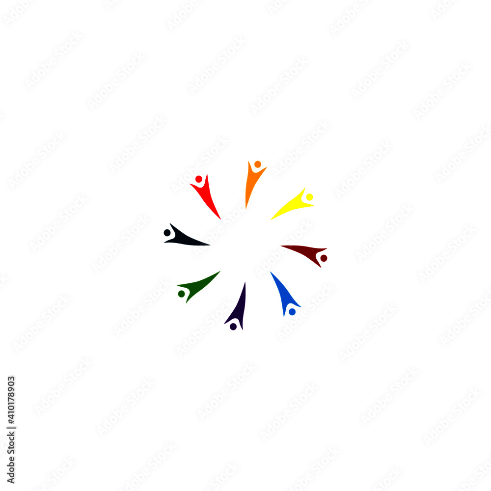 Colorful people together sign, symbol, logo isolated on white