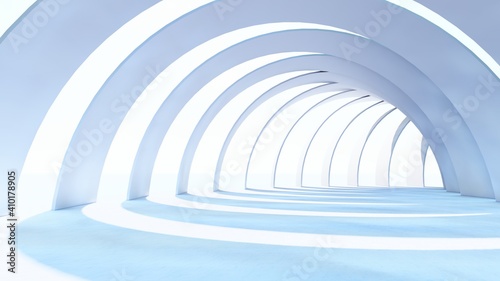 Fototapeta Naklejka Na Ścianę i Meble -  Abstract white architecture background arched interior 3d render