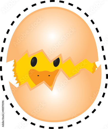 POUSSIN DANS COQUILLE D'OEUF A DECOUPER