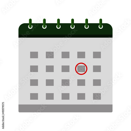 Vector of a dated calendar with circled appointment on spiral bound