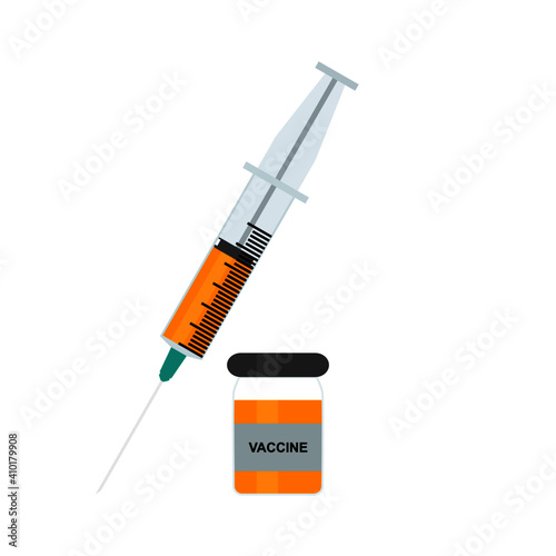 Vector of a medical syringe drawing out vaccine from a vial with cap