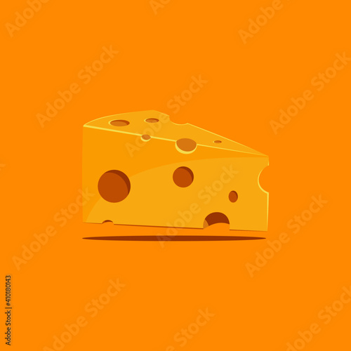 Vector of a chunk of cheese on vibrant yellow background