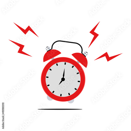 Vector of an alarm clock striking on time