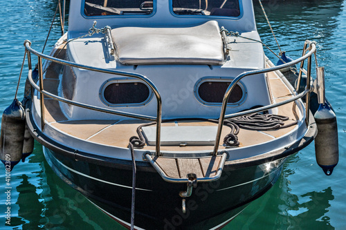 Parts of moored boats, seaside