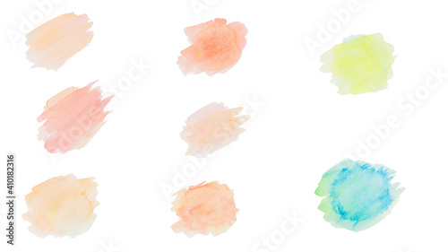 Rainbow colors watercolor paint on isolated white background