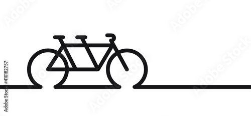 Tandem and duo bike, for two people. World Bicycle day. Sport cyclist line pattern. Cycling icon. Funny vector bike signs. Cartoon cycling logo. 