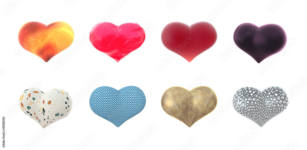 Valentines heart 3D render - -modern concept digital illustration of a heart. Valentines concept illustration