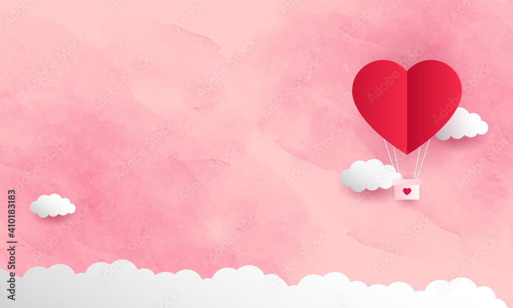 watercolor valentine day background, Red Simple Love Romantic Valentine's Day Promotion banner