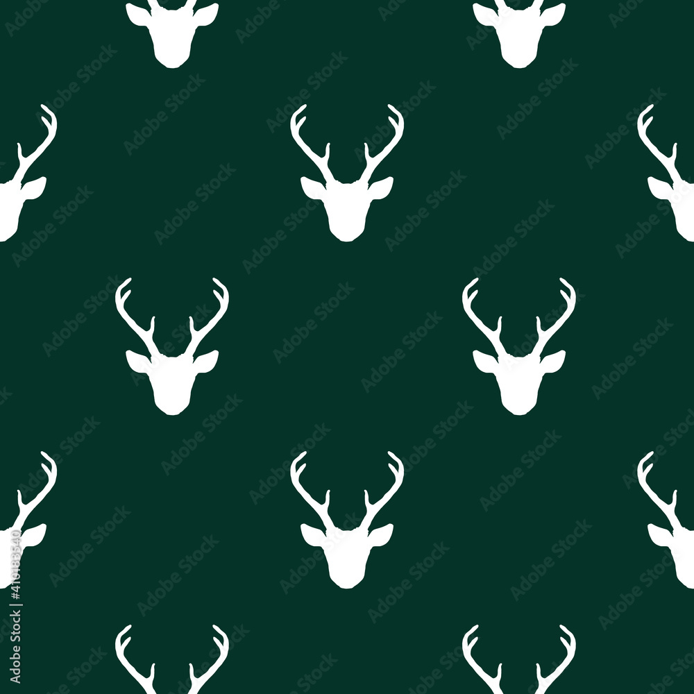 Seamless pattern with deer heads silhouettes Seamless pattern with deer heads silhouettes