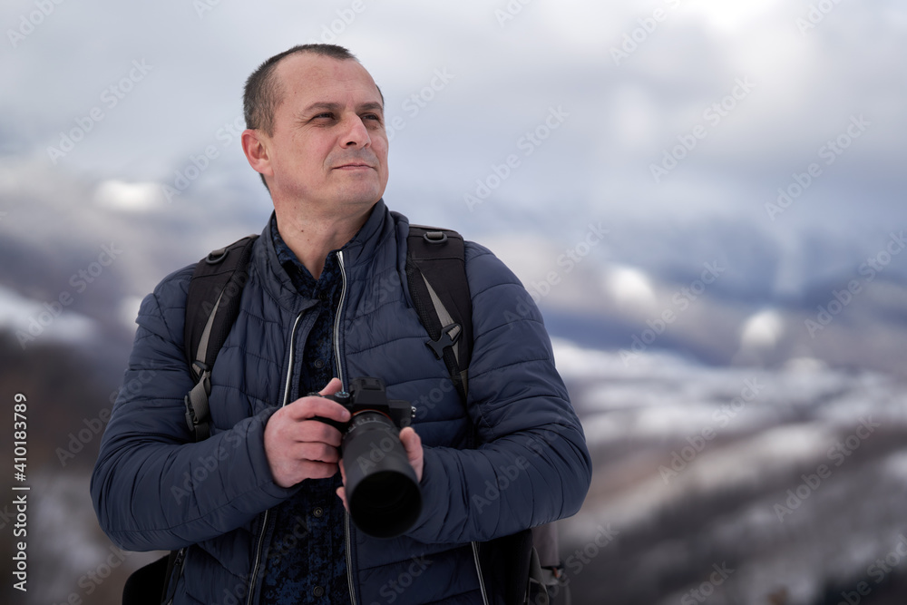 Man in winter landscape Man in winter landscape