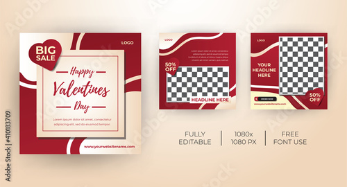 Social media post template kit for valentine's day. Modern and Unique for online promotional. -Vector Template