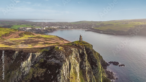 Schilderij op canvas Bradda head Isle of Man aerial view