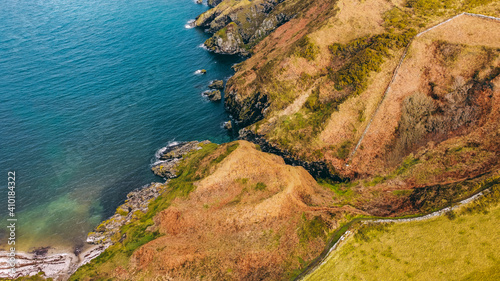 Aerial coastline of Isle of Man