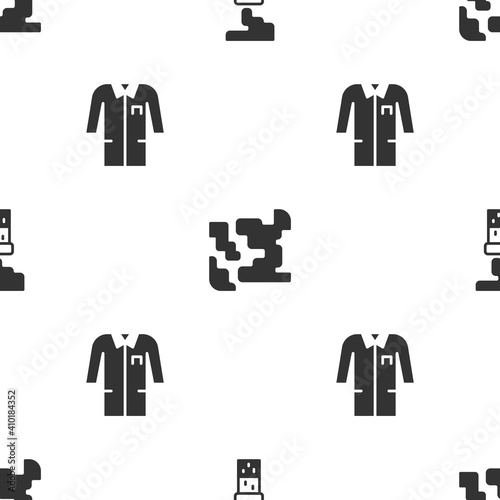 Set Test tube and flask, Gaseous and Laboratory uniform on seamless pattern. Vector.