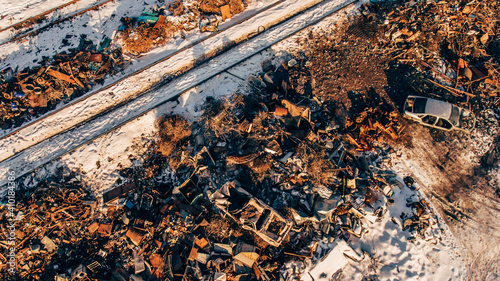 Wallpaper Mural Aerial photograph of the metal dump. The iron of the iron lies on the heap. Torontodigital.ca
