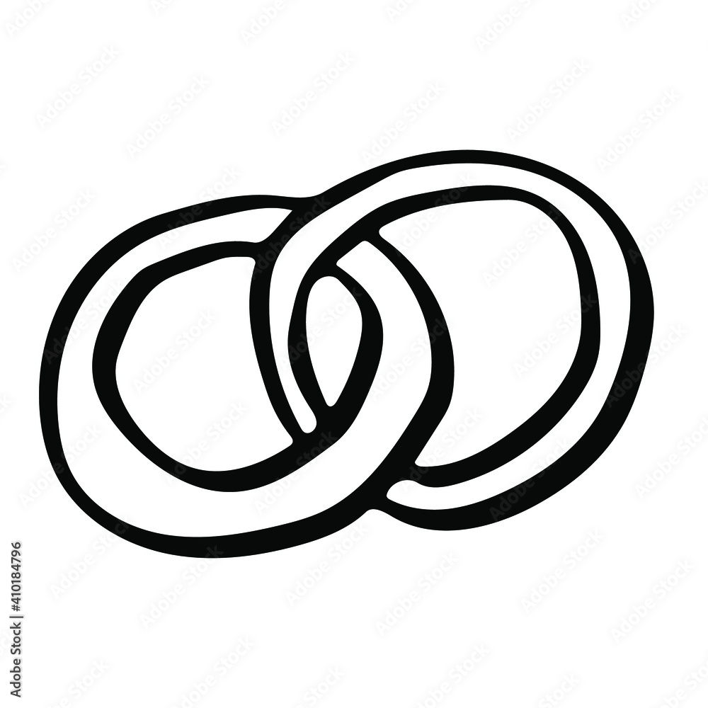 Wedding rings connected together as a symbol of infinity. Vector doodle ...
