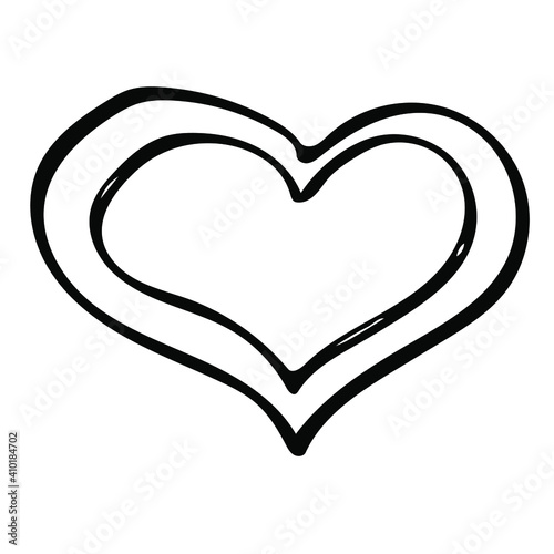 A sweet heart in the heart. Vector doodle illustrations for Valentine's Day greeting cards, wedding cards and romantic design.