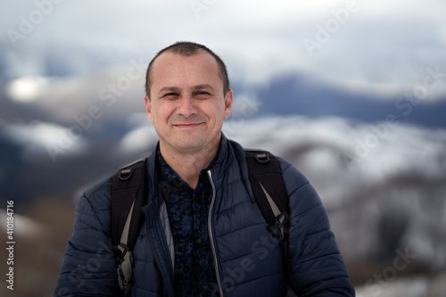 Man in winter landscape