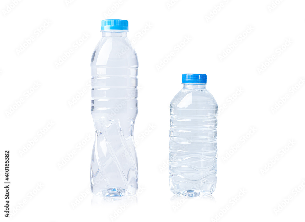 Plastic water bottle big and small size isolated on white background. Plastic water bottle big and small size isolated on white background.