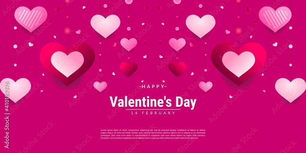 Valentine's day background concept with heart shape. It is suitable for banners, posters, flyers, websites, etc. Vector illustration	