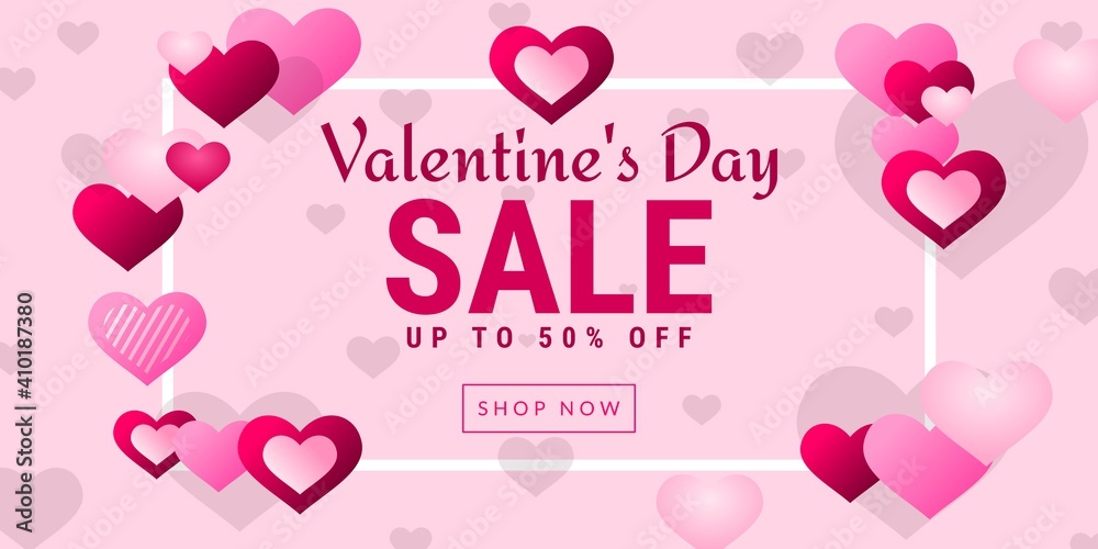 Happy Valentine Day. Horizontal Holiday Background with Heart shape, It is suitable for posters, banners, flyers, websites, advertising, etc. Vector illustration